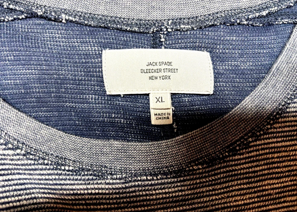 Jack Spade Mens Crew Neck Pullover Knit Long Sleeve Cotton Blue White Shirt XL - Image 3 of 3