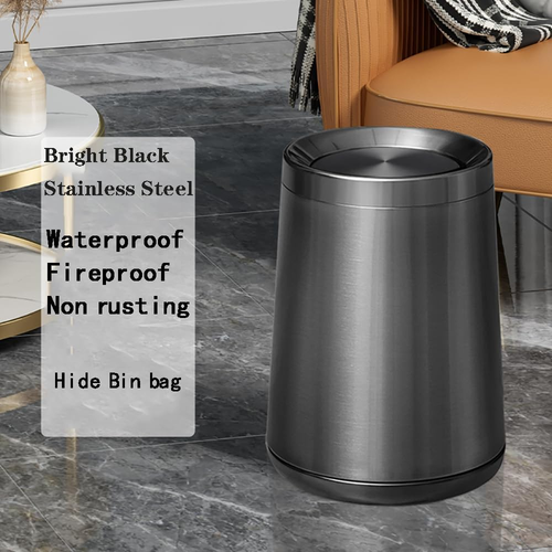 10 L/2.6Gallen,Swing Lid Trash Can,Brushed Stainless Steel Garbage Can with Flip - Picture 2 of 7