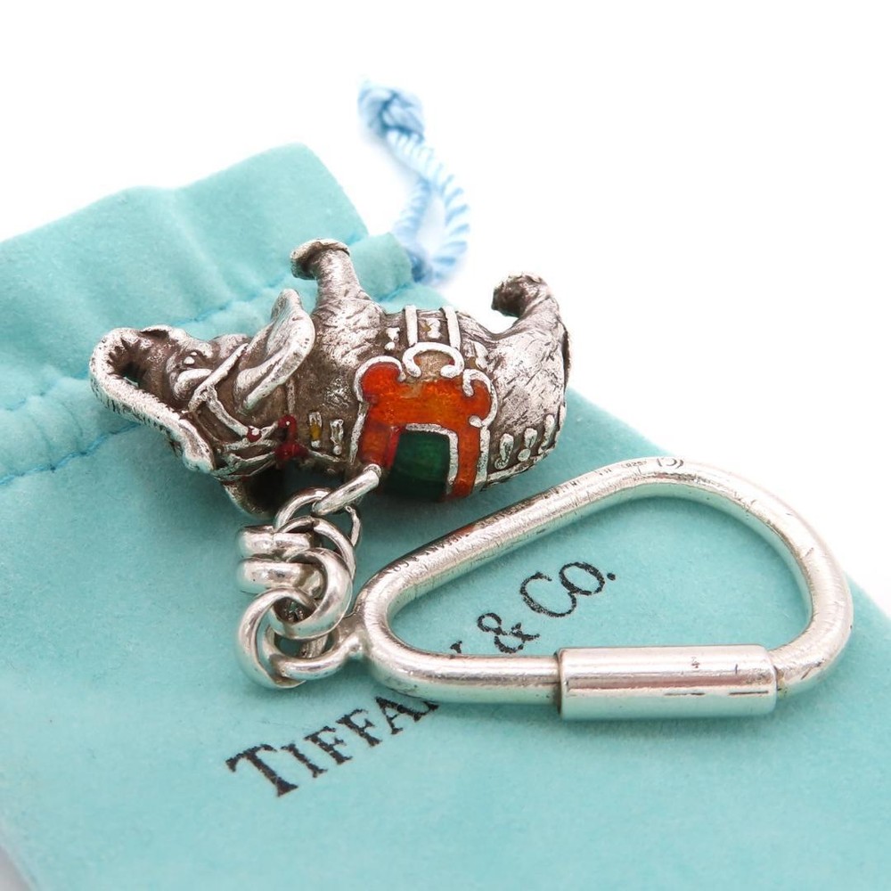 Tiffany & Co. Vintage Elephant Keyring Silver Keychain Charm  Accessories