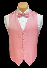 Men's Armanno Pink Tuxedo Vest  Bow Tie Groom Wedding Prom Large LL Tall