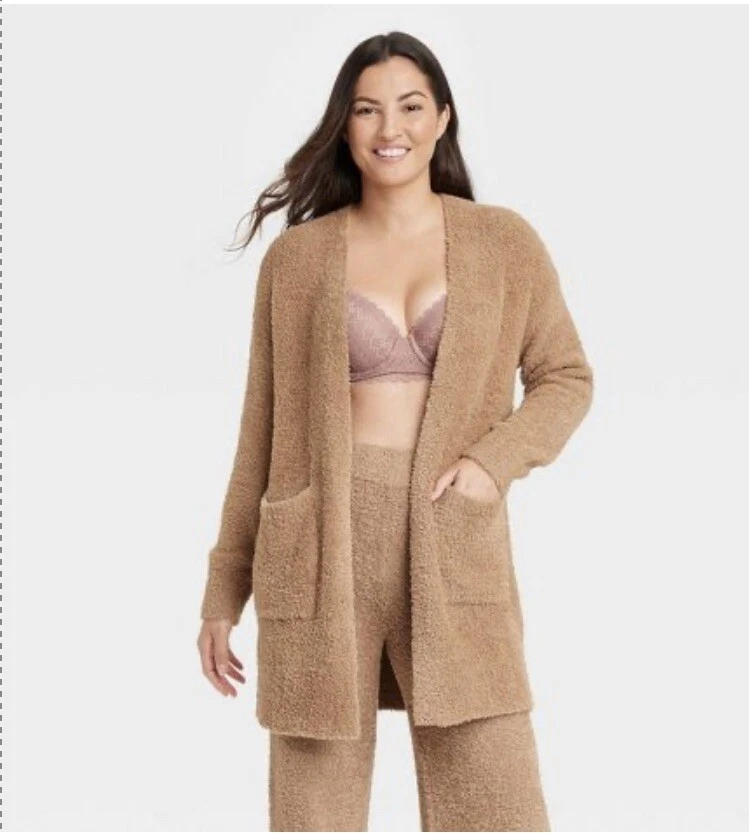 Women's Feather Yarn Lounge Cardigan - Stars Above Brown M/L