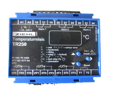 ZIEHL TR 250 Temperaturrelais T224190 Us=24..240V 50/60Hz  3W 7VA 0,5Nm  (F249)