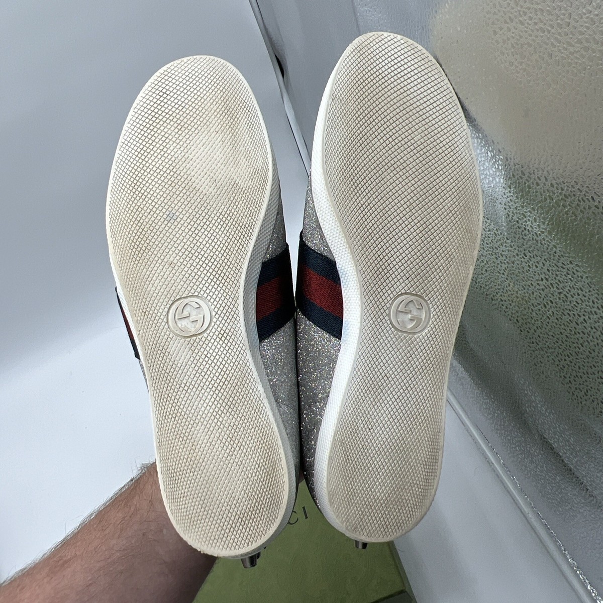 GUCCI BAMBI WEB SILVER 414684-KW040-8162 MENS SIZE 39 US GUCCI BAMBI WEB SILVER 414684-KW040-8162 MENS SIZE 39 US