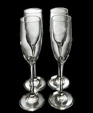 Set Of 4 Libbey Classic Clear 8.75” Champagne Flute Glasses Excellent