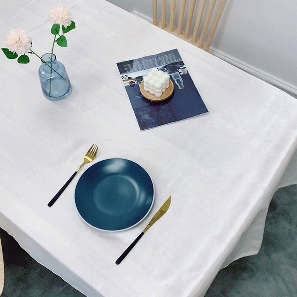 Rectangle Satin Tablecloth Dining Kitchen Table Cloth Cover Wedding Party Decor - Image 4 of 4
