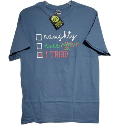 Christmas Holiday Naughty or Nice Mens Size Small Shirt Christmas Humor Funny