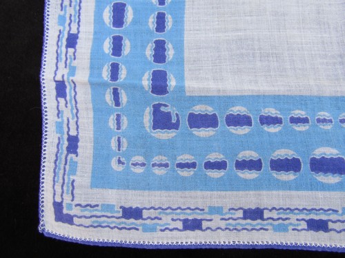 Vintage Druck Taschentuch blau weiß bedruckt Taschentuch Taschentuch 1266 - Bild 3 von 10