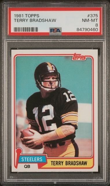 Terry Bradshaw 1981 Topps PSA 8 NM-MT Football Card Steelers #375