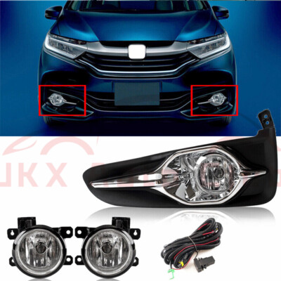For Honda Fit Shuttle 2017-2019 Front Bumper c Fog Lights Lamp W/Bezel Cover Kit
