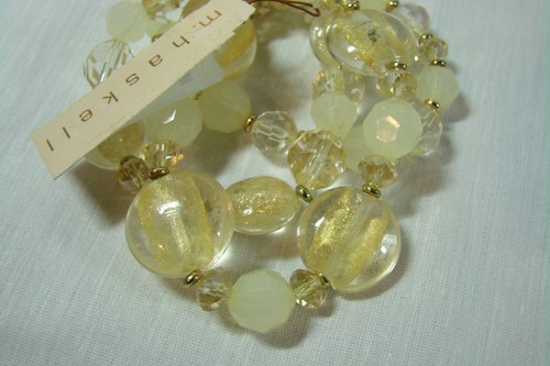 Mirian Haskell Necklace Set with Bracelet Earrings Gold Tone Glass Beads New - Picture 5 of 7