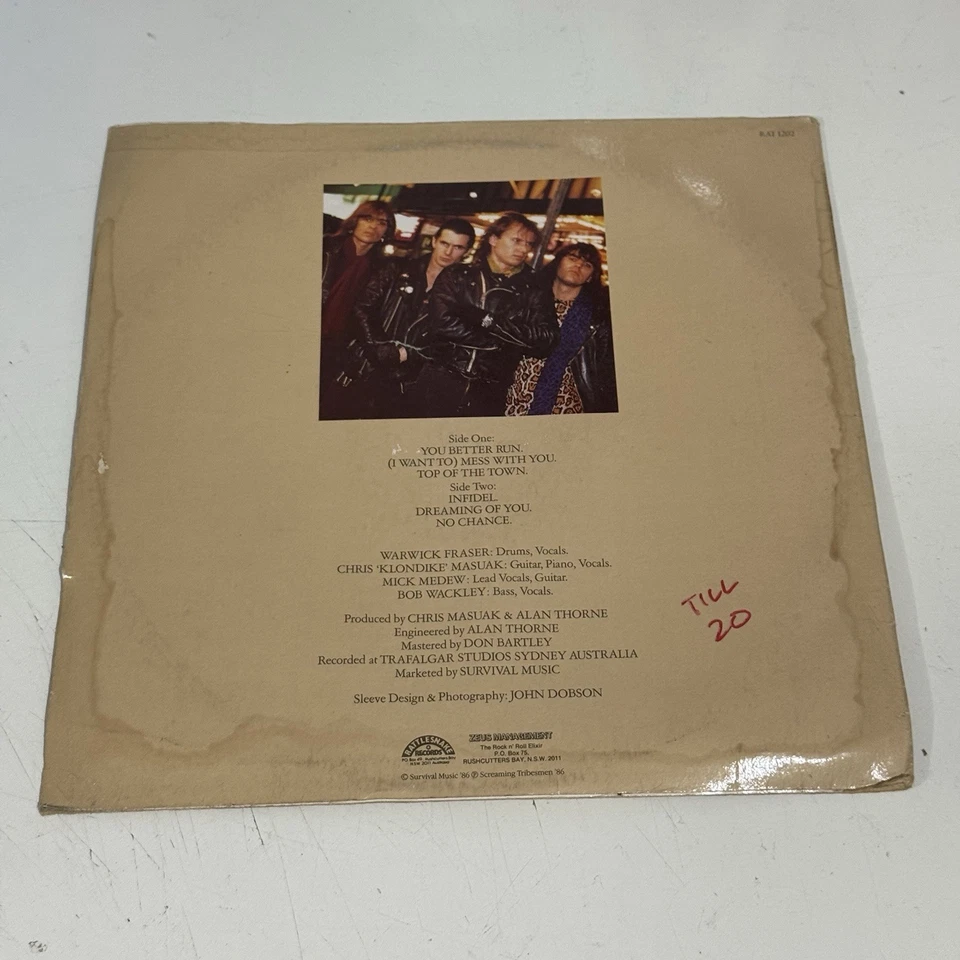 The Screaming Tribesmen Top OF The Town Vinyl LP Rattlesnake Records RAT1202 86 - Image 4 of 4