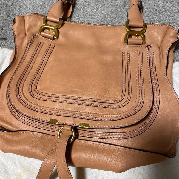 Authentic Chloe Marcie Leather bag Pink-beige Women Fashion Hand Bag