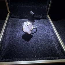 925 Sterling Silver Rough Rose Quartz Prong S...