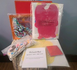 RARE VTG LAND OF NOD SUITCASE RAINY DAY KIDS ACTIVITY KIT MONTESSORI ARTS CRAFTS