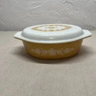 Vintage Pyrex Butterfly Gold 2.5 Quart Oval Casserole 045 w/Lid Great Condition!