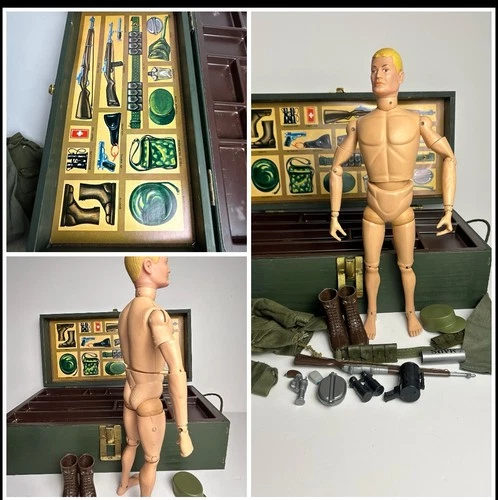 GI JOE 1960S ACTION SOLDIER WITH FOOT LOCKER W CLOTHES & EQUIPMENT