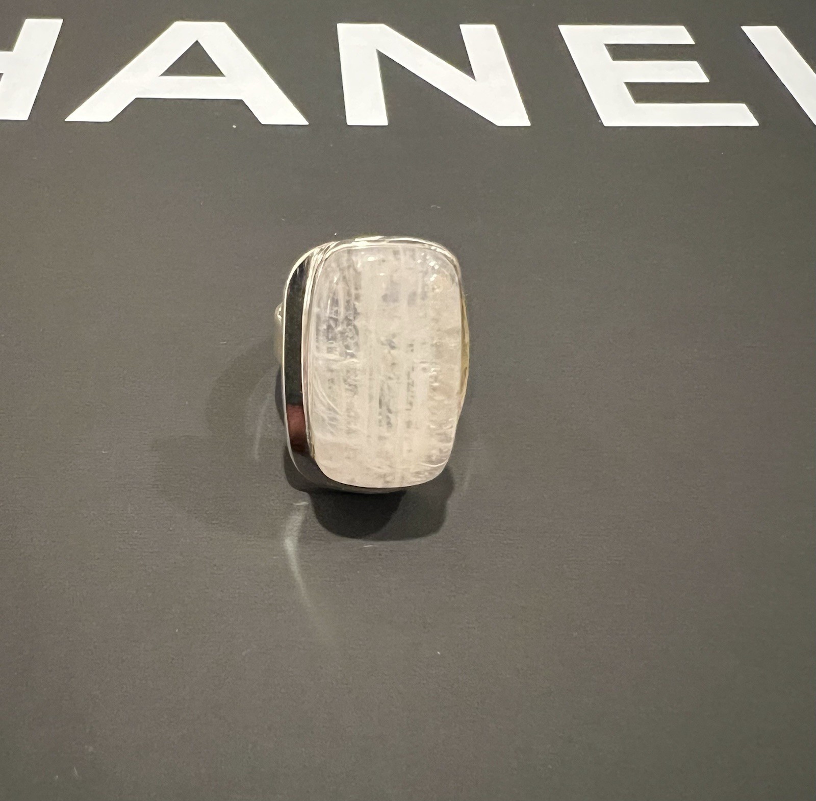 STERLING SILVER RING WITH LARGE RECTANGULAR MOONS… - image 2