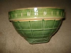 VINTAGE YELLOWWARE BOWL - GREEN BOWL - MEASURES 11 1/2 INCHES BY 6 INCHES