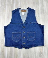 Vintage Wrangler Denim Vest Men's Size XL Made In USA Rancher Southwest Western