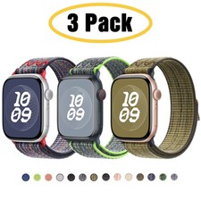 3 PACK Nylon Sport Loop Band for Apple Watch 11 10 9 8 7 SE 40-49mm Ultra 3 2 1