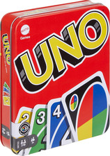 UNO Card Game in Travel & Storage Tin for Kid, Adult & Family Nights & Parties,