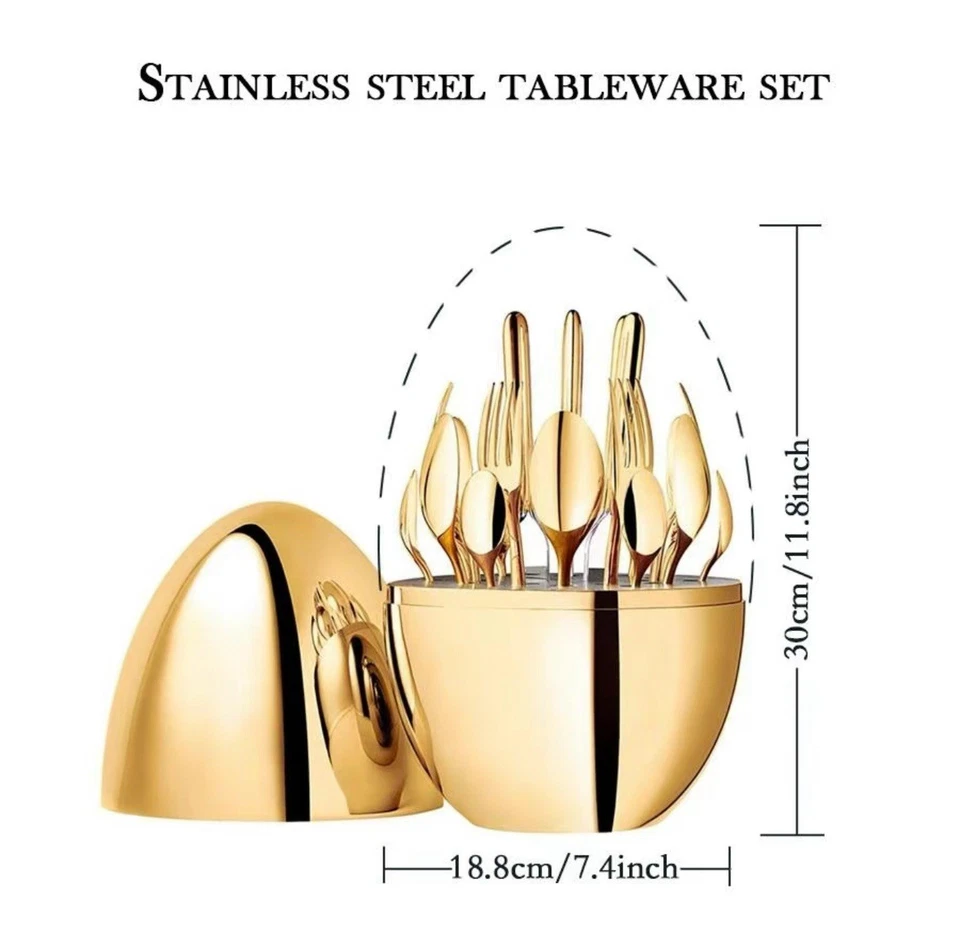 24-Piece Stainless Steel Cutlery Set with Gift Box - Steak Knife, Fork, Spoon, - Image 3 of 4