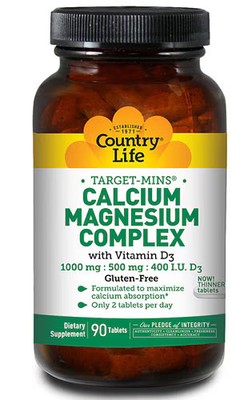 2 X Country Life Target-Mins Calcium Magnesium Complex with Vitamin D3 -- 90 Ta
