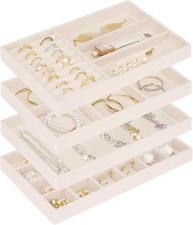 Cirhy Velvet Jewelry Drawer Organizer Trays   Stackable Jewelry Trays for Draw