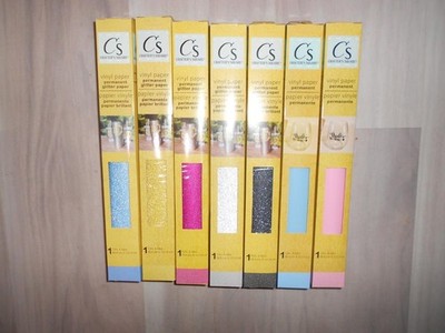 NEW Lot of 7 Crafter's Square Permanent Vinyl Paper Glitter & Glossy