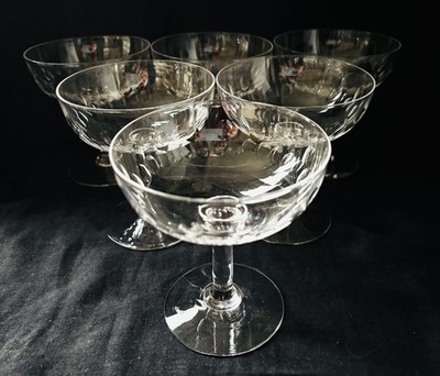 STILVOLLE MCM FRANZÖSISCHE KRISTALL CHAMPAGNER COUPÉS VINTAGE um 1960 x6