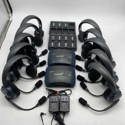 EARTEC UltraLITE HD HUB6S 10-Person Wireless Intercom 10 Headsets 11 Batteries