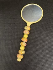 Yellow Beaded Hand Held Mirror
