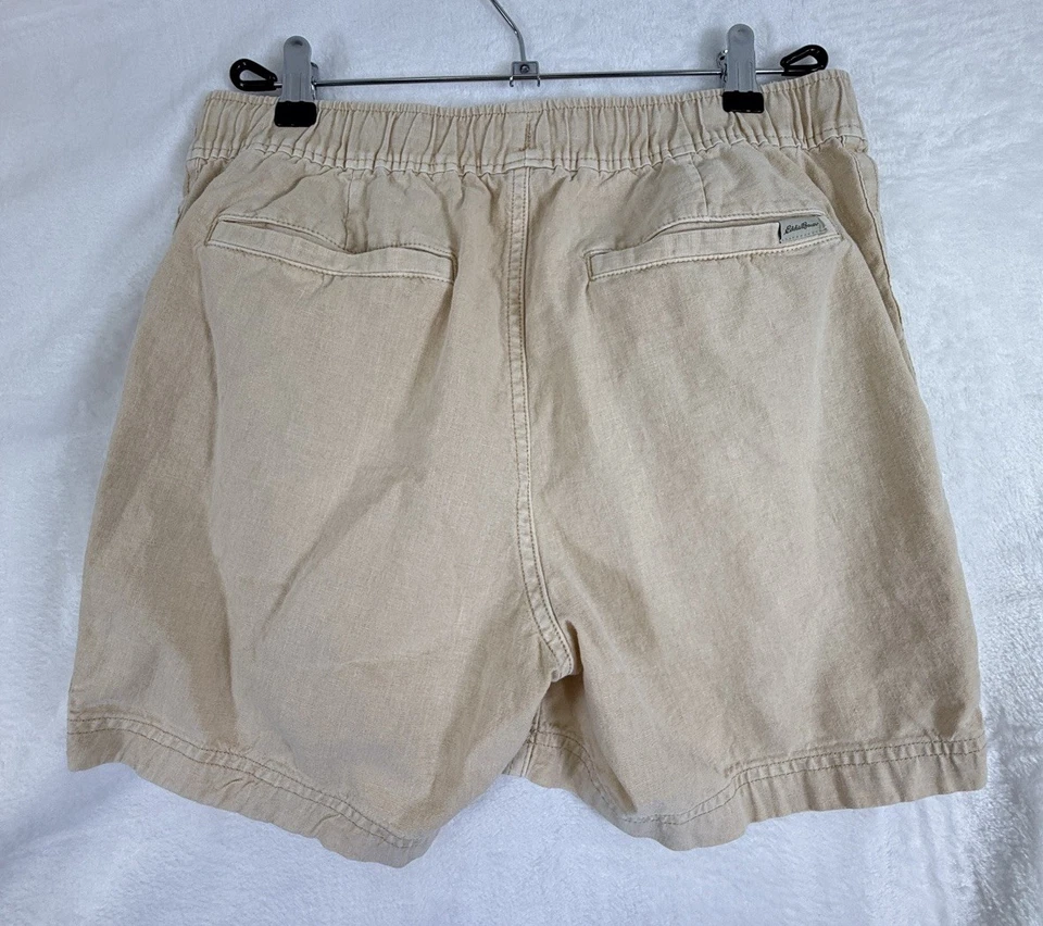 Pantalones Cortos Eddie Bauer Pequeños Mujer Algodón Cáñamo Pull On Crudo Beige 5” Foto 4 de 4