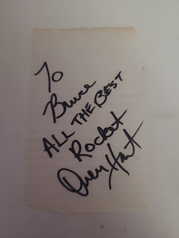 Owen Hart  Signed Autographed Signature WWF Authentic Auto  3 1/2 By 5 1/2 Paper