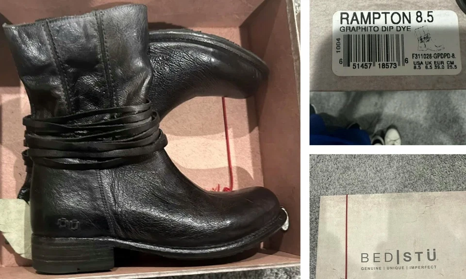 Bota Bed Stu para mujer 8,5 Rampton Cobbler Series cuero media pantorrilla nueva sin caja Foto 4 de 4
