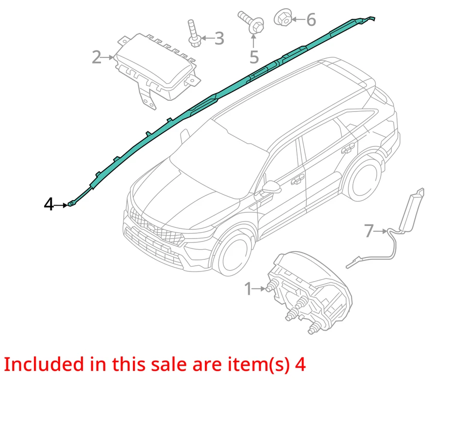 KIA SPORTAGE Driver Roof Curtain Airbag Air Bag US built 80410DW000 23 24 - Image 3 of 4