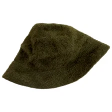 DNY Womens Dark Forest Green Fluffy Angora Blend Bucket Cap Hat