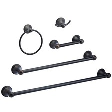 Amazon Basics Modern 5 Piece Bathroom Hardware Set, Oil Rubbed Bronze, Towel Bar
