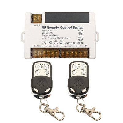 Dieserc 4 Channels Wireless Relay Remote Control Switch 433Mhz RF DC 5V 12V 24V