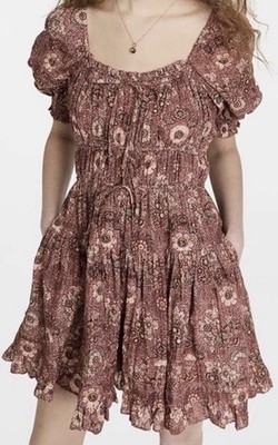 ULLA JOHNSON Juniper Puff Sleeve Mini Dress in Rosebud Crimson Size 2 $375 MSRP