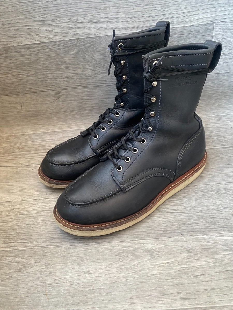 Whites perry moc toe 8 black leather work boots US 9 D | eBay