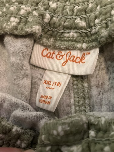 Cat and Jack Kids Size 18 XXL Green Floral Pants Wide leg - Picture 2 of 3