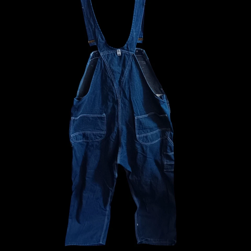 Men's 42x29 Overalls Vintage Key Denim Made Mexico 1990's Workwear Dark Wash - Image 3 of 4