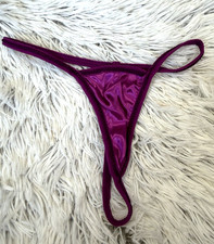 Women's G-String Thong Bikini Panties Satin Underwear Thongs Lingerie XS Purple