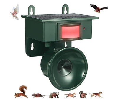 Solar Ultrasonic Pest Repeller w/ Motion Detector Outdoor Ground Green NY-2002