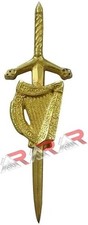 Kilt Pins Scottish Irish Celtic Harp Sword Highland Kilts Pin Gold Plated 4" AAR