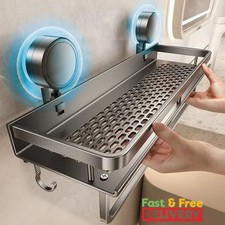 Suction Cup Bathroom Shelf No Drill Space Aluminium Wall Mounted Storage Rack