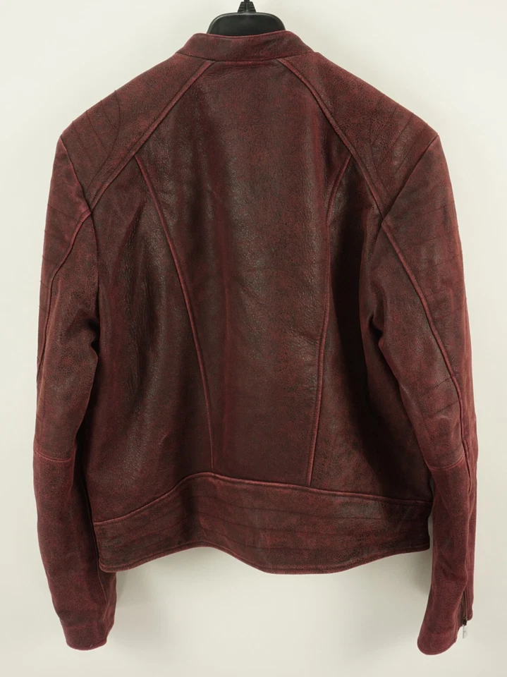 New $898 John Varvatos Sullivan Racer Suede Leather Jacket Mens EU 58 US 48 Plum - Image 2 of 4