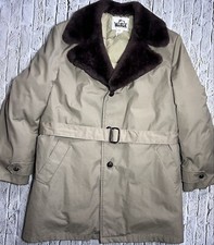 Mens Vintage Woolrich Down Insulated Lamb Collar Belted Coat 44