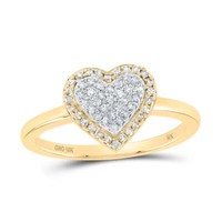 10K Gelbgold Echt Rund Diamant Damen BüNdel Herz Halo Ehering 1/4 Karat